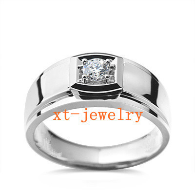 鑫太珠宝 0.15克拉天然南非钻石18k白金男装结婚戒指